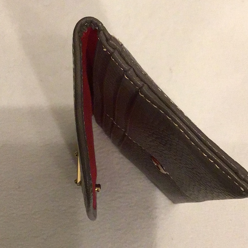 Dooney & Bourke Slim Bill And Credit Card Wallet Grey and Red interior - Picture 7 of 10
